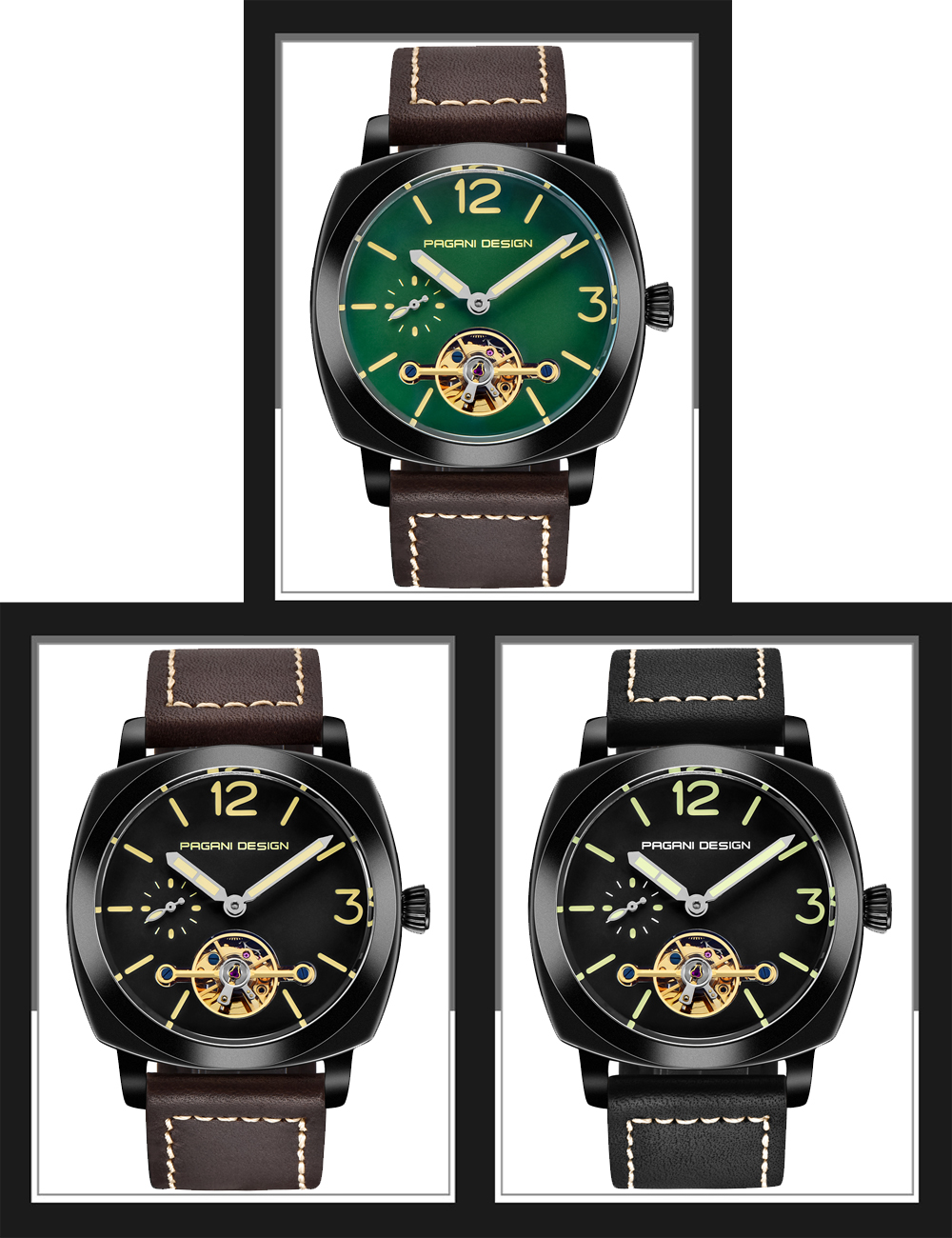 PAGANI DESIGN Top Brand Men's Automatic Mechanical Watches Luminous Leather Fashion Casual Waterproof Watch relogio dropshipping