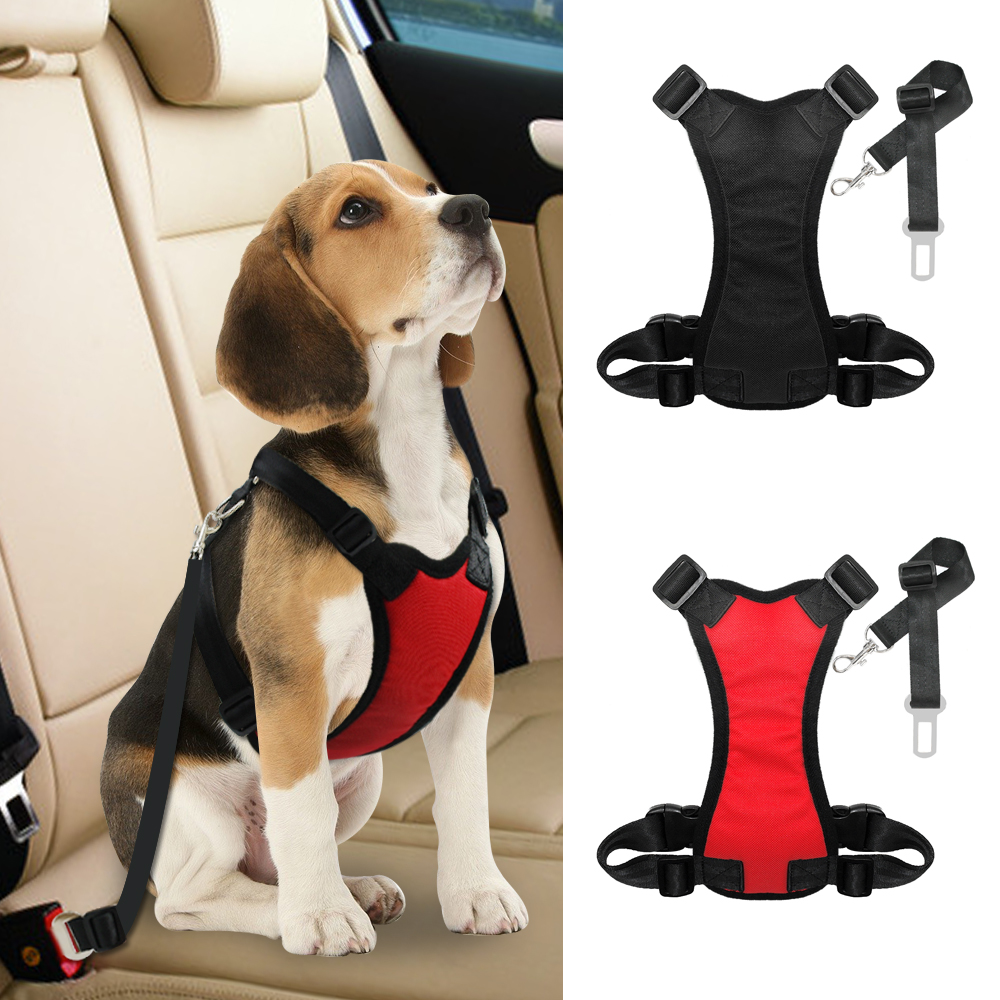 Breathable Mesh Dog Harness Leash Safety Vehicle Car Dog Seat Belt Nylon Pet Car Seatbelt Harness Lead For Small Medium Dogs