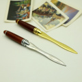 Retro Wood Handle Letter Opener Stainless Steel Letter Opening Gold Silver Color Briefopener