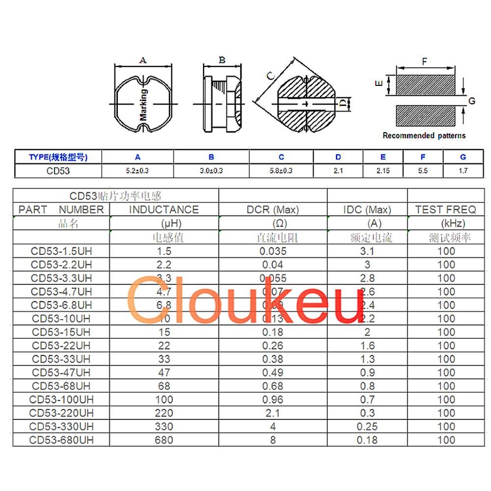 10pcs CD53 47UH (470) SMT Power Inductor Choke Coils 5.8*5.2*3