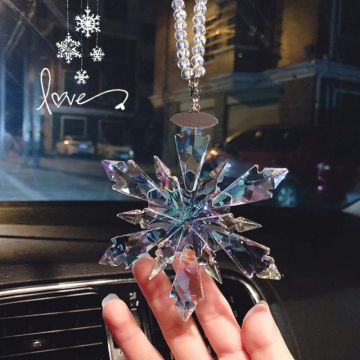 Crystal Snowflake Chandelier Hanging Suncatcher Crystal Christmas Ornaments Home Car Decoration car accessories