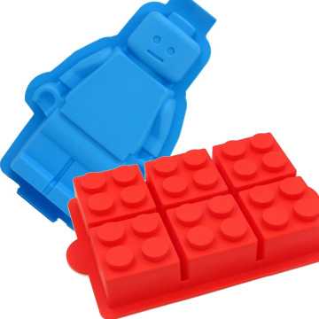 Large Lego Robot Blocks Shaped Cake Mould Decorating Tools Silicone Ice Mold 6 Bricks Ice Cream Tools Tubs Silicone Cake Mold