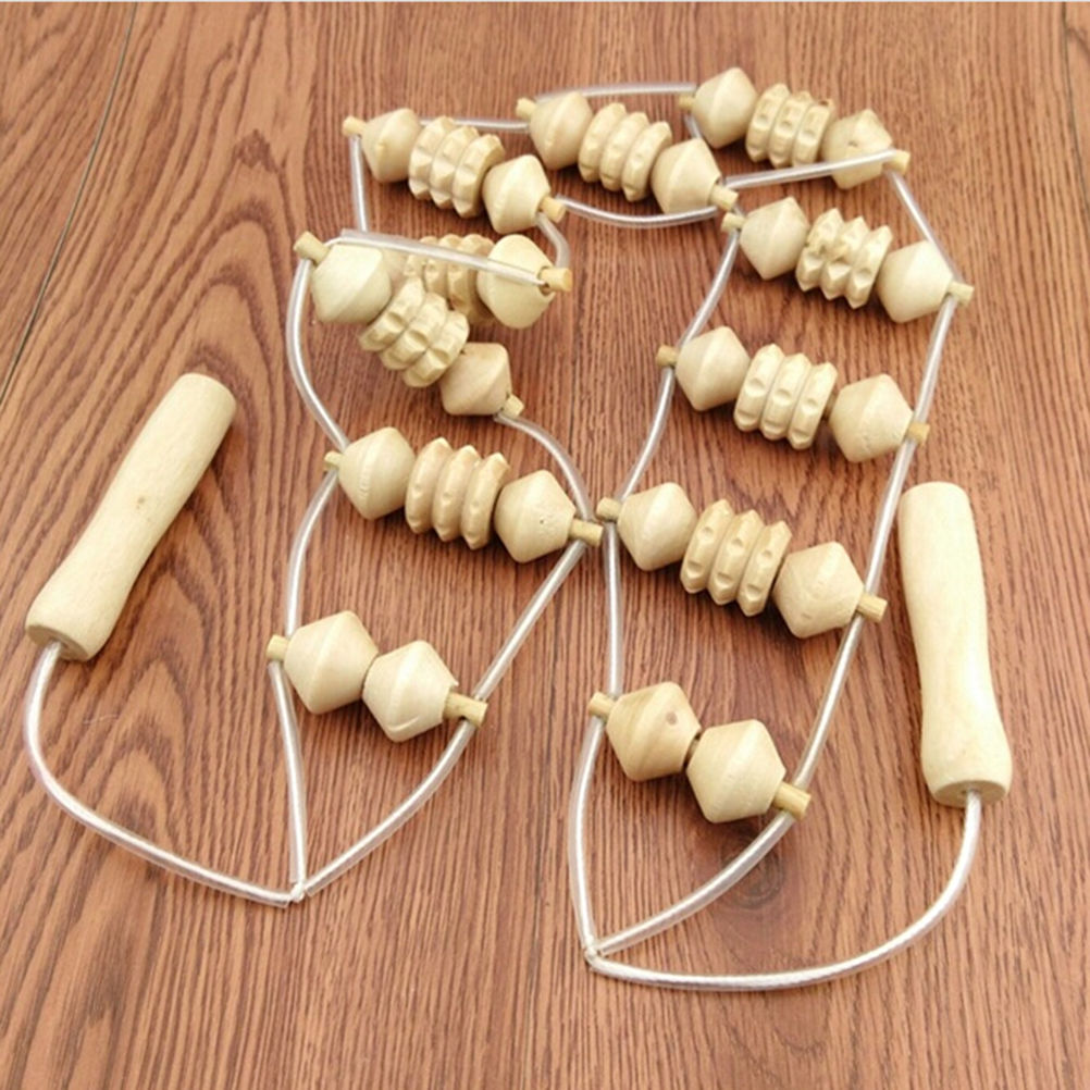 High Quality Convenient Wooden Wheel Full Body Neck Back Leg Waist Roller Massage Theraputic Care