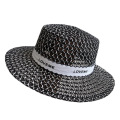 Black White Straw Hats Women Summer Wide Brim Beach Caps Fashion Flat Top Sunhats Lady Mesh Breathable Bow Sun Visor Cap