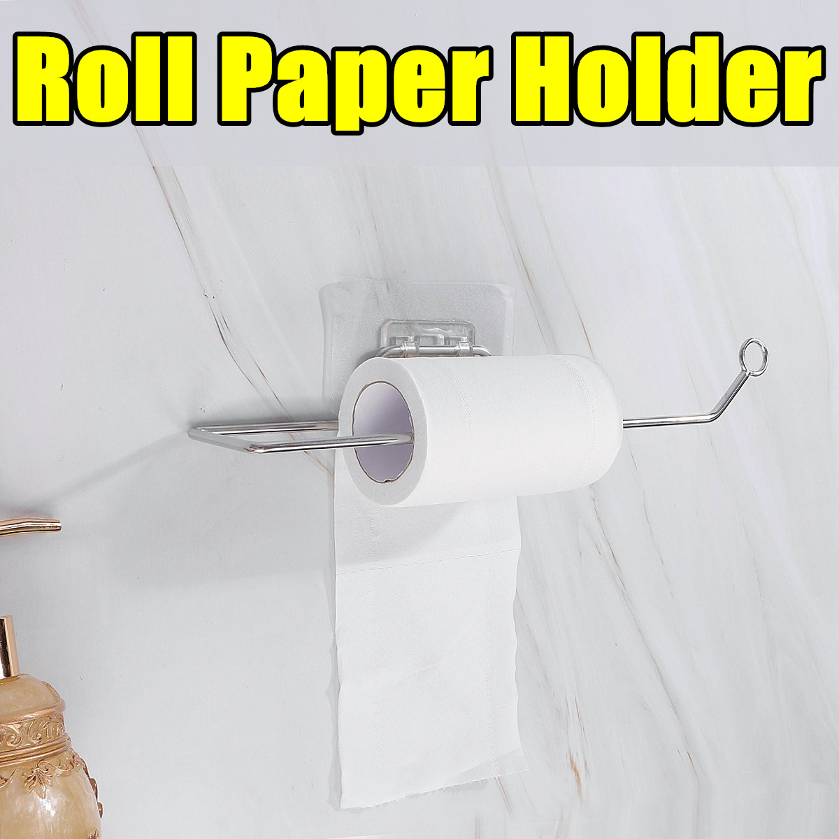 Toilet Kitchen Roll Paper Holder Stainless Steel Repeatedly Washable Stick Hooks Rack Bathroom Storage Accessories