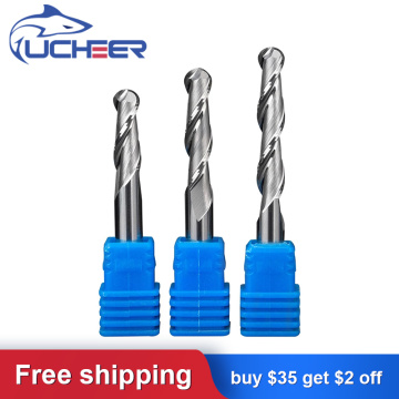 UCHEER 1pcs 4/6mm 2 Flute Spiral ball nose end mill CNC router bits for wood tungsten carbide milling route tool