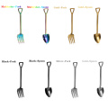 1PC Long Handle Multi-color Stainless Steel Shovel Shape Spoon Forks Soup Coffee Ice Cream Tableware Kitchen Dinning Accessory