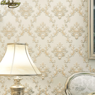 beibehang European fine Damascus wallpaper bedroom living room TV background Embossed 3D Luxury Damask Wall paper Roll flooring