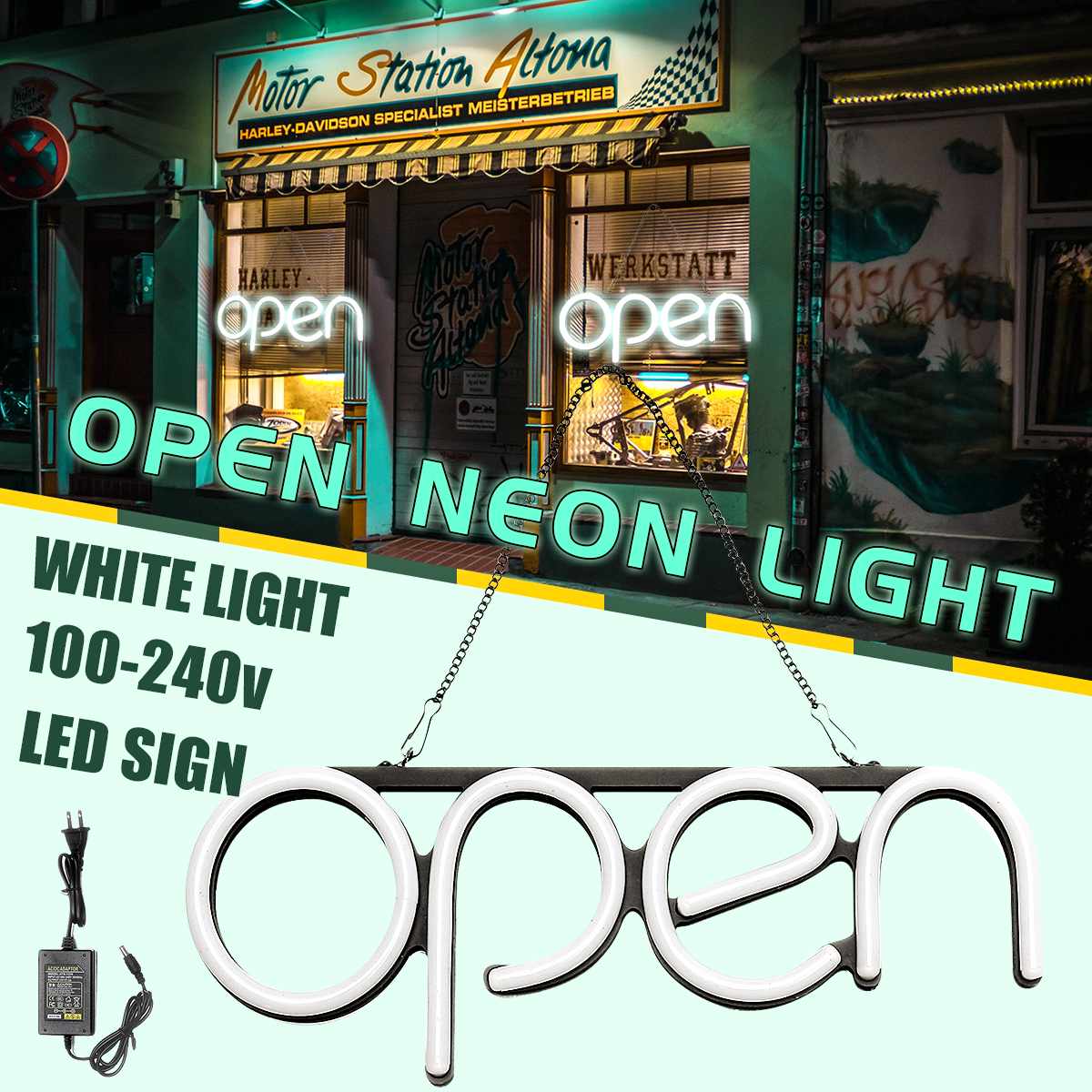 4 Style OPEN Neon Sign Light Beer Pub Party Home Room Wall Decoration 100-240V LED Neon Open Sign Light