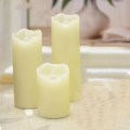 Set of 3 Rechargeable USB Powerd led pillar Paraffin candle wavy edge 7.5CM(Dia.) Wedding Xmas Party bar decor 10CM-12.5CM-15CM