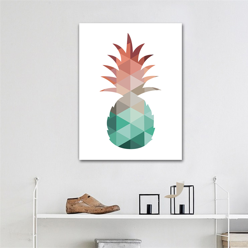 Nordic Geometric Triangles Watercolor Pineapple Print Canvas Art Poster Wall Pictures Canvas Painting Home Kitchen Decor