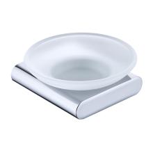 Frosted Glass Soap Dish With Zinc Alloy Holder