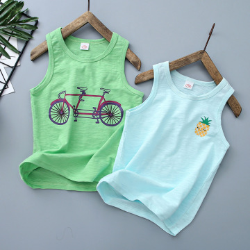 2020 Summer Children's Cotton Vest Bamboo Tank Top For Boys Cartoon Printed Boys Undershirt Teenager Underwear Clothing 2-12T