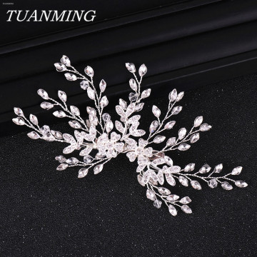 Women Hair Clip Floral Bride Headwear Wedding Tiara Jewelry Rhinestone Bridal Hair Clip Hair Accessories