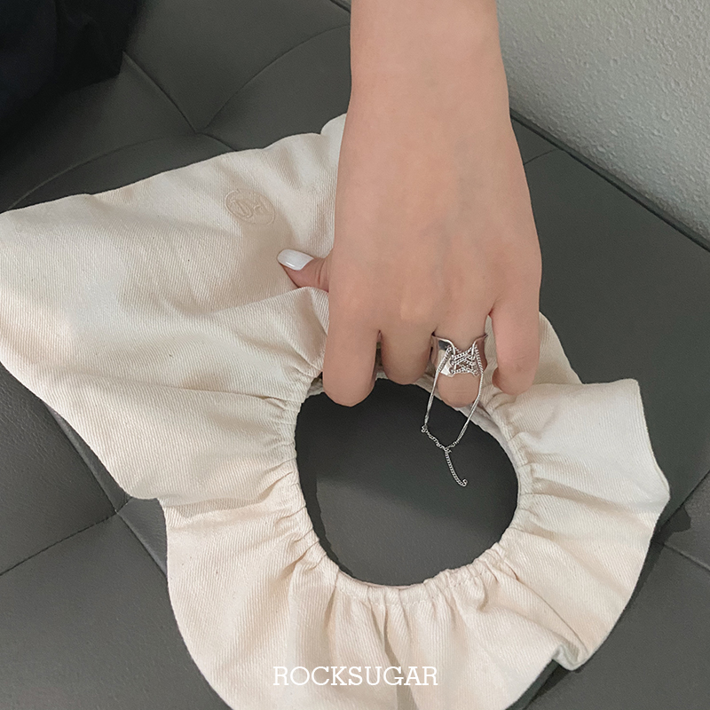 HZ 2020 New Korean Trendy Long Tassel Smooth Wide Version Simple Metal Opening Adjustable Rings for Women Girls Hip Hop Jewelry