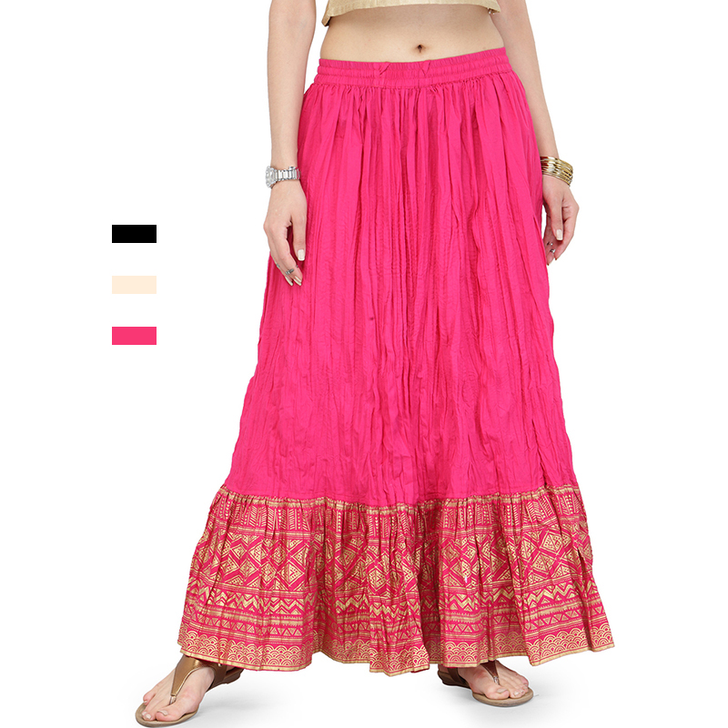 India Sarees Costume Ethnic Style Kurtas Woman Bottoms Performance Dance Cotton Leng Ha Skirt
