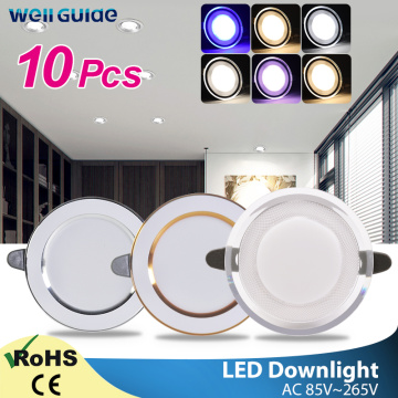 10pcs Led Downlight 3W 5W AC220V-240V new six color led recessed downlight Kitchen living room led light spot Indoor round light