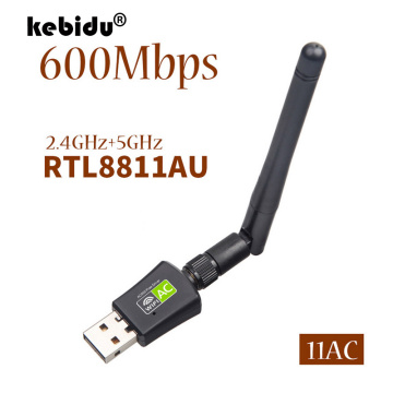 kebidu RTL8811AU AC 600Mbps USB Antenna 802.11n Wi-Fi Antenna Long Distance 2.4Ghz+5Ghz Wi Fi Receiver Network Card Free Driver