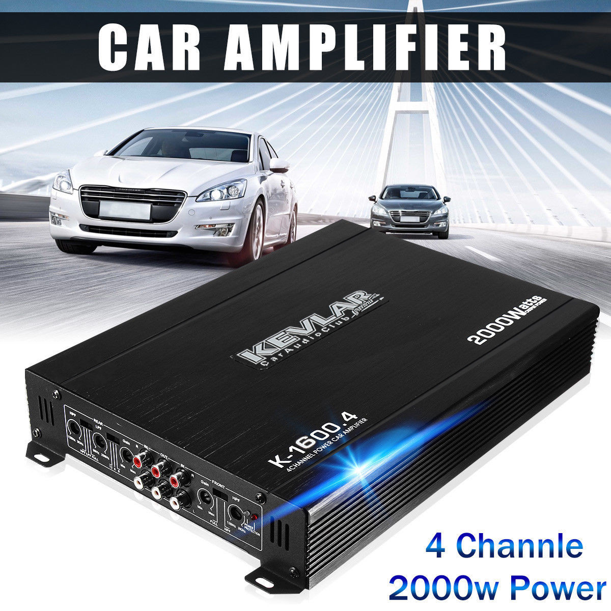 2000W 4 Channel Car Amplifier Speaker Vehicle Amplifier Power Stereo Amp Auto Audio Power Amplifier Car Audio Amplifier