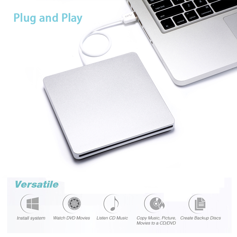 USB DVD Drives Optical Drive External DVD RW Burner Writer Recorder Slot Load CD ROM Player for Apple Macbook Pro Laptop PC Hot