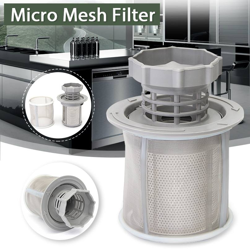 2 Part Dish Washer Mesh Filter Set Grey Inner Screen Filters Dish-washing Machine Replacement for Kitchen Drains Tool Parts