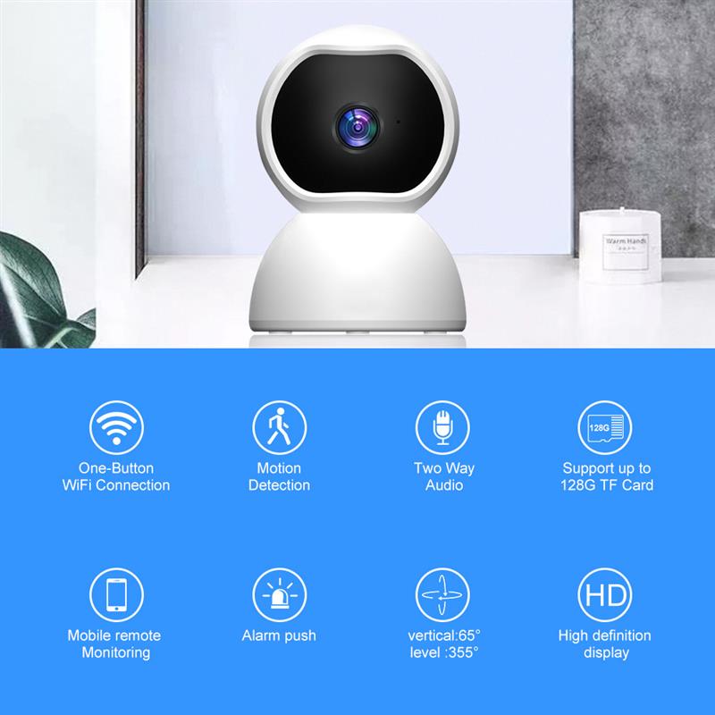 1080P WiFi IP Camera Rotate left and right Home Security Camera for Baby Pet Elder Monitor Audio Motion Detection Night Vision