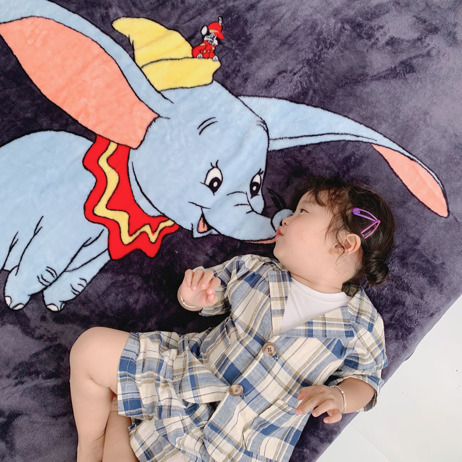 Children Dumbo Blanket Cartoon Printed Soft Boy Girl Baby Coral Fleece Blankets 150x200cm Autumn Thick Warm Sofa Bed Sheets Gift