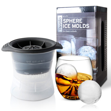 YCOO Ice Ball Maker - Ice Ball Spherical Whiskey Tray Mould Maker (Bubble-Free, 2-Cavity 2.48