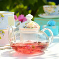 Glass Teapot Ceramic Tea Warmer Stove Suit Bone China Flower Tea Pot Heat-resisting Glass Teaset