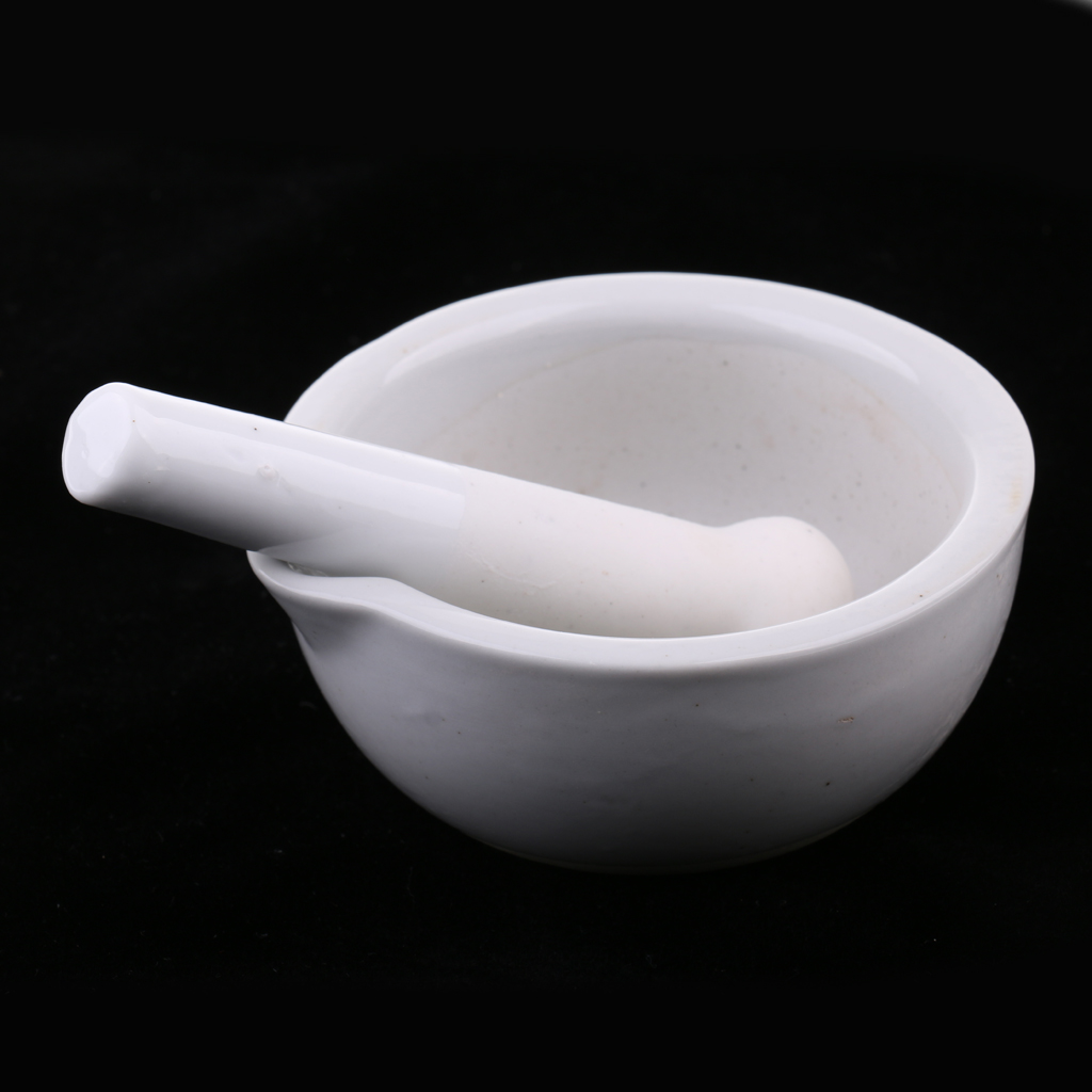 Porcelain Mortar & Pestle Mixing Grinding Bowl Set for Laboratory Medicine School Supplies Kitchenware DIY Toy 90mm