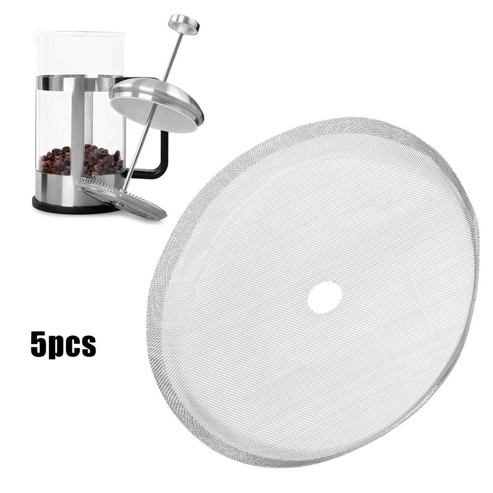 5Pcs 80 Mesh Stainless Steel Coffee Filter Tea Mesh Screen Replacement For 350ml French Press Pot Reusable Coffeware Set