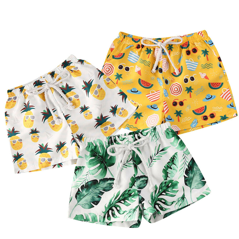 1-4Years Toddler Kids Baby Girl Boy Polyester Printed Short Pants Beach Shorts Bottoms Panties 0-4Years