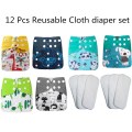 [simfamily]Baby Diaper set Reusable Washable Cloth Diaper Cover Adjustable Eco-friendly Nappy 3-15kg baby