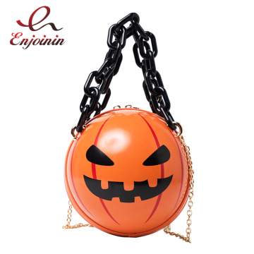Fun Halloween Pumpkin Round Small Crossbody bag for Women 2020 Shoulder Bag Purses Girl's Handbags Party Chain Bag Trend Pouch