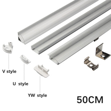 1set 50cm U/V/YW Style Shaped LED Bar Light Aluminium Profile Transparent Cover End Up for LED Strip Light Parts