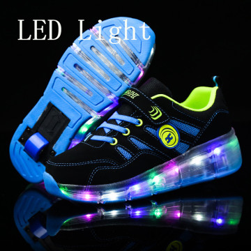 Blue Pink Orange Fashion Girls Boys LED Light Roller Skate Shoes For Children Kids Sneakers With Wheels One wheels