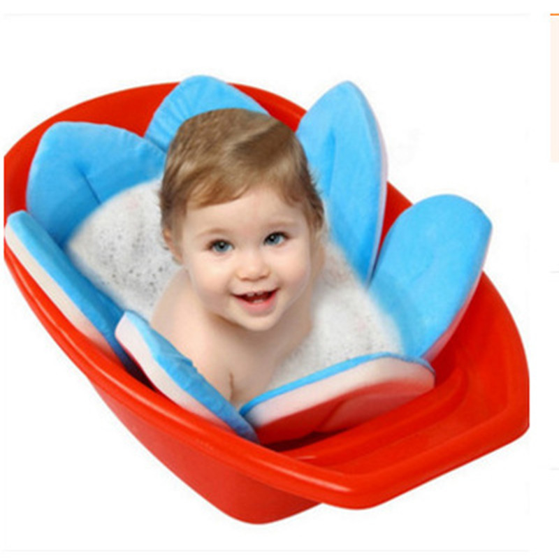 Newborn Baby Bathtub Foldable Flower Blooming Bath Tub Anti-slip Baby Shower Baby Blooming Sink Bath Cushion Skin Bath Pad Mat