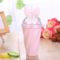 400ML Lovely Straw Cup Cold Drink Cup Plastic With Bow Lid Straw Cup Bottle High Quality Home Office School Gift Drinkware #A