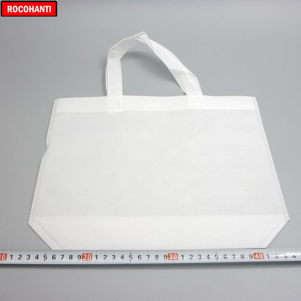 100X Customized Logo Printing Recyclable PP White Non Woven Shopping Bag Reusable Folding For Trading Show Promotional Shoe Bag