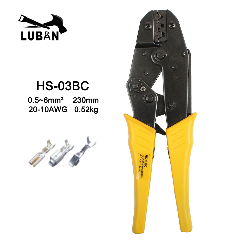 Crimping pliers HS-03BC 8 jaw for plug tube insulation no insulation crimping cap coaxial cable terminals kit 230mm clamp tools