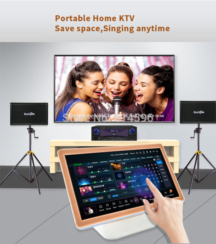 HDMI 4K 4tb karaoke system 19"touch screen+karaoke machine with songs KTV karaoke player icould download