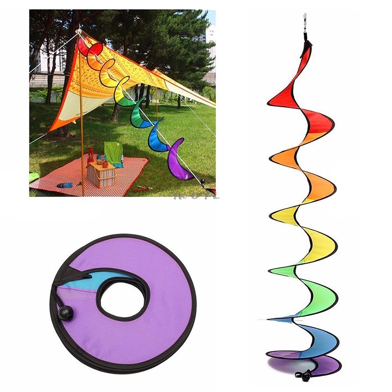 Foldable Rainbow Spiral Windmill Wind Spinner Camping Tent Home Garden Decor Hot