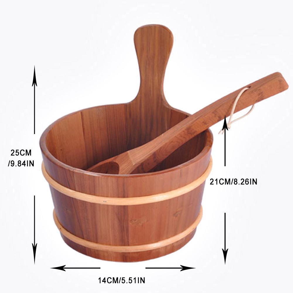 Sauna Wooden Bucket 4L Combined Set Portable Sauna Room Accessory Tools Beneficial Skin Weight Loss Pail