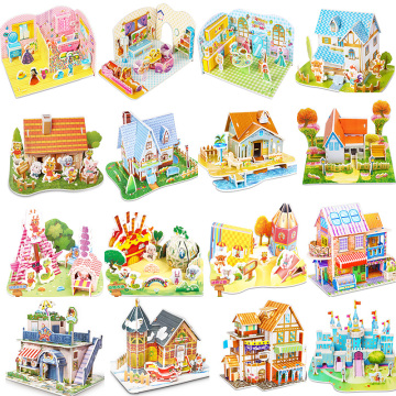 Attractive Cartoon Castle Garden Princess Doll House Furniture DIY Dollhouse 3D Puzzle Interesting Educational Toys For Children