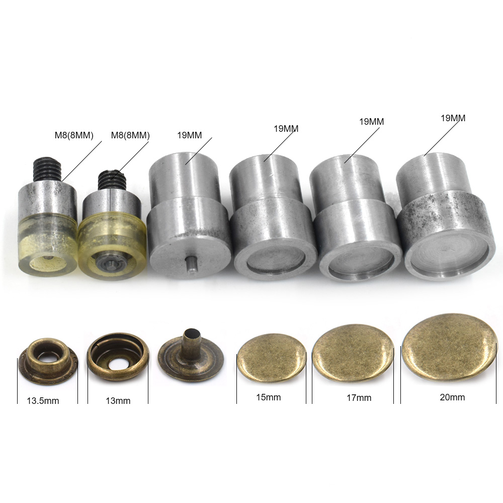 201 snap button mold. Metal tools. die. Hand press machine. Button to install the mold. Top cover 17mm 20mm diameter. 6PCS=1SET