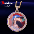 Purple Color Custom Made Photo Medallions Necklace & Pendant With Tennis Chain AAAA Cubic Zircon Men's Hip hop Rock Jewelry