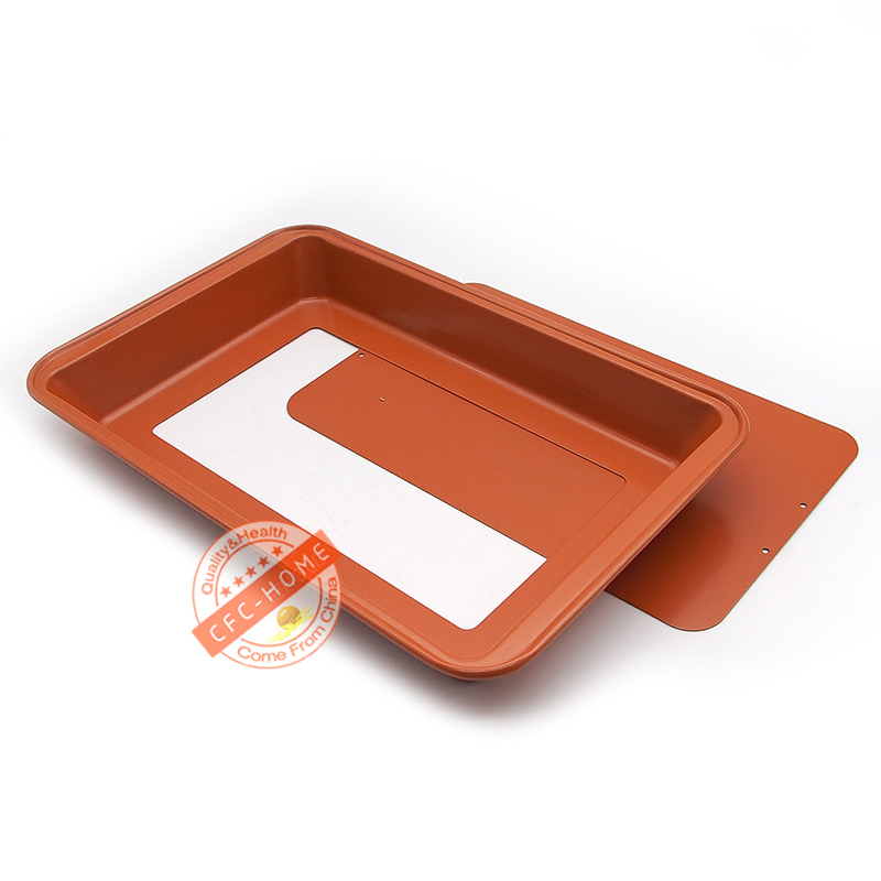 Brownie Copper Steel Nonstick Baking Pan with Built-In Slicer, Ensures Perfect Crispy Edges