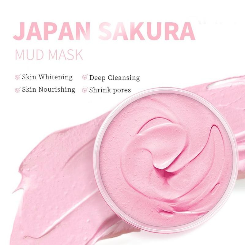 LAIKOU Cherry Blossoms Face Mask Pink Mud Mask Oil Control Moisturizing Whitening Deep Cleansing Korean Mask Skin Care