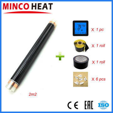 2 Square Meters Infrared Heating Film 50 cm*4 m With Thermostats, 6 Pieces Clamps, Insulating Daub, Black Insulation Tape