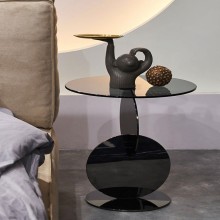 Ear Ring Side Table Tempered Glass Round Tables